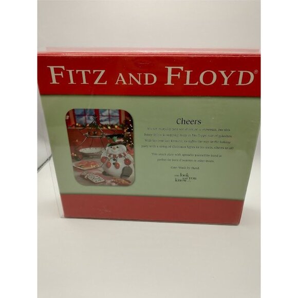 Fitz And Floyd Cheers Holiday Plate & Spreader Set - Snowman & Lights - Picture 3 of 6